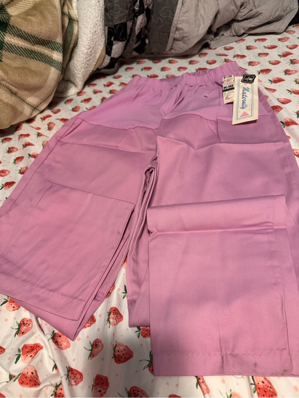 Vintage maternity  Lilac Wide-Leg Jumpsuit Pants with Elastic Waist